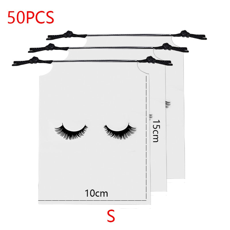 20/50PCS Eyelash Print Drawstring Reusable Bags