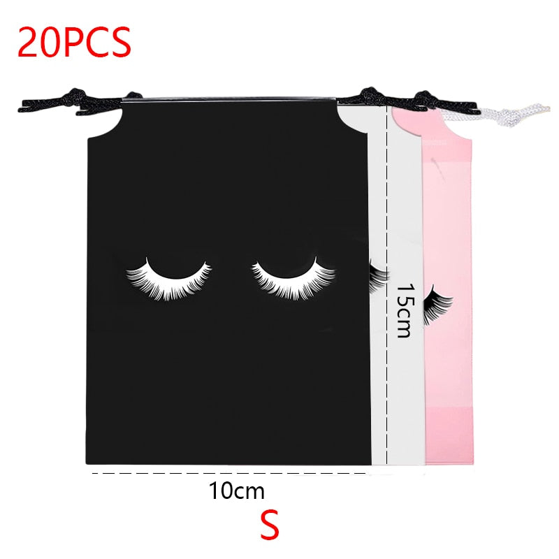 20/50PCS Eyelash Print Drawstring Reusable Bags