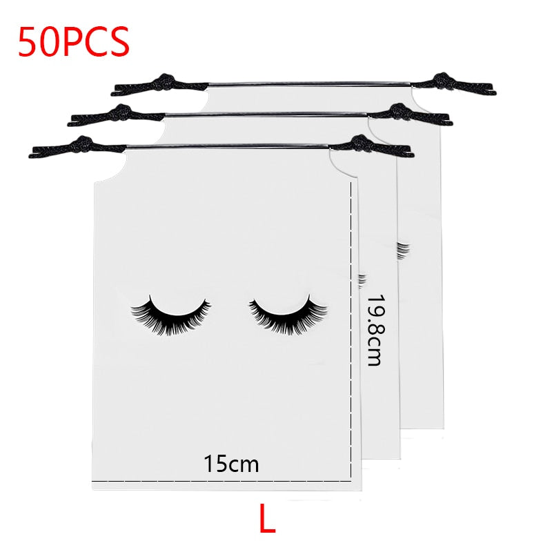 20/50PCS Eyelash Print Drawstring Reusable Bags