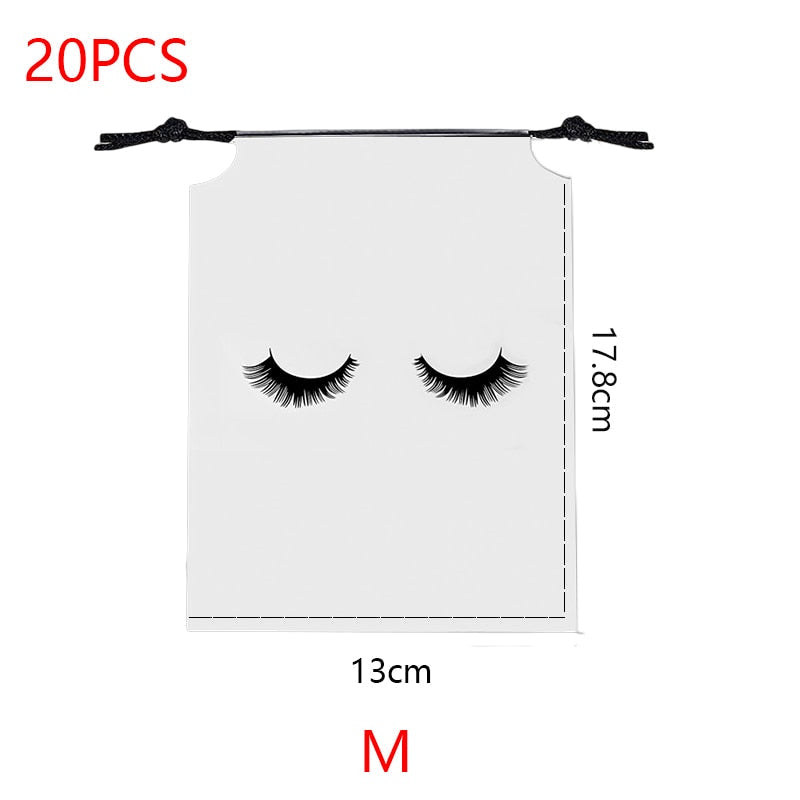 20/50PCS Eyelash Print Drawstring Reusable Bags