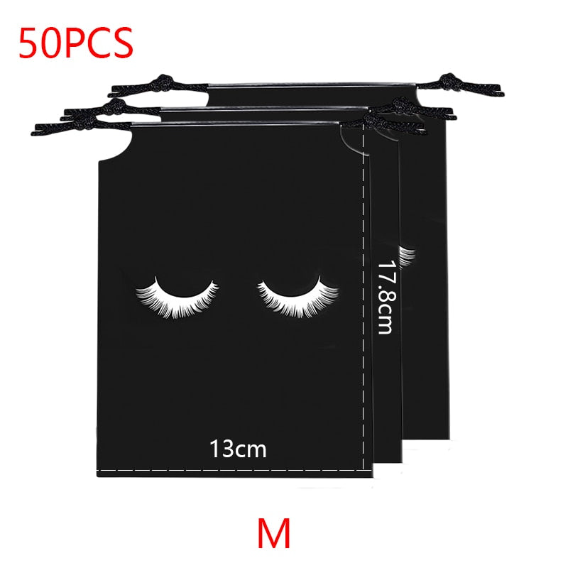 20/50PCS Eyelash Print Drawstring Reusable Bags