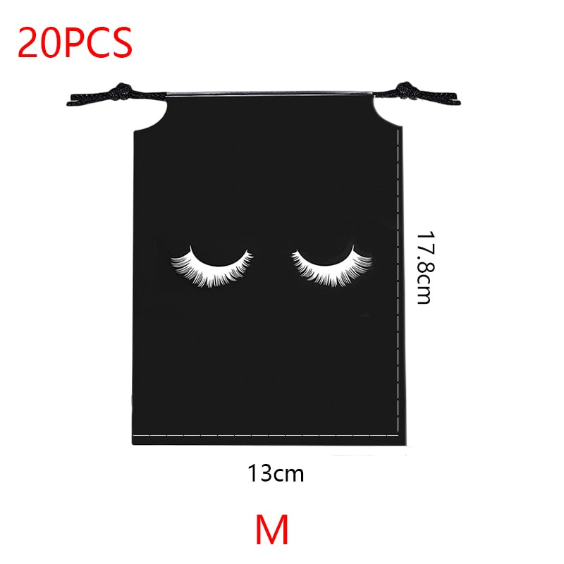 20/50PCS Eyelash Print Drawstring Reusable Bags