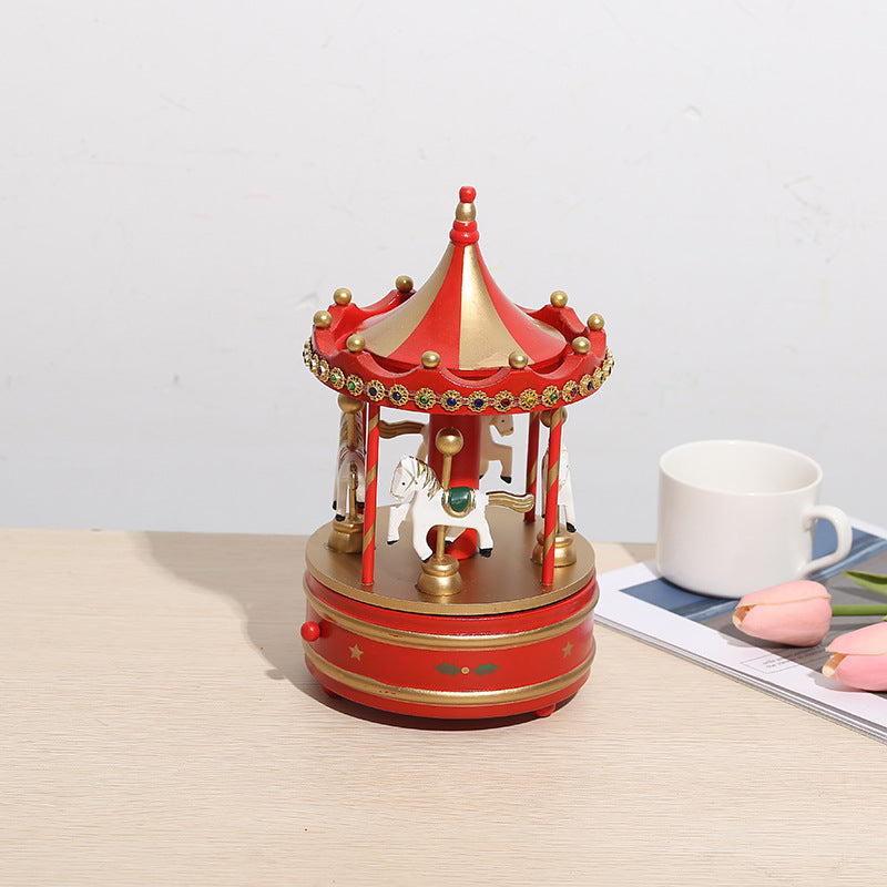 Carousel Music Box Unique Wooden Music Playing