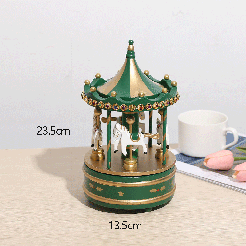 Carousel Music Box Unique Wooden Music Playing