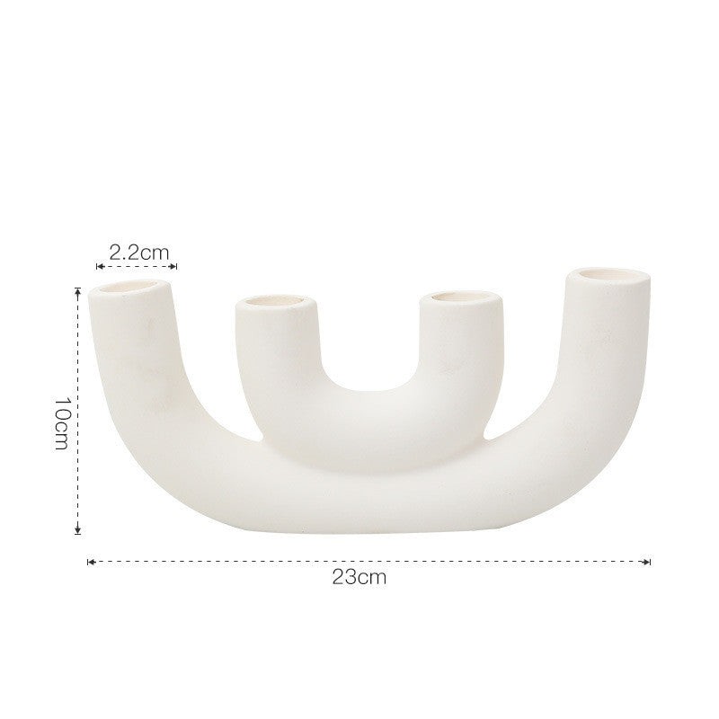 Nordic White Ceramic Candlestick Household Desktop Saor Style
