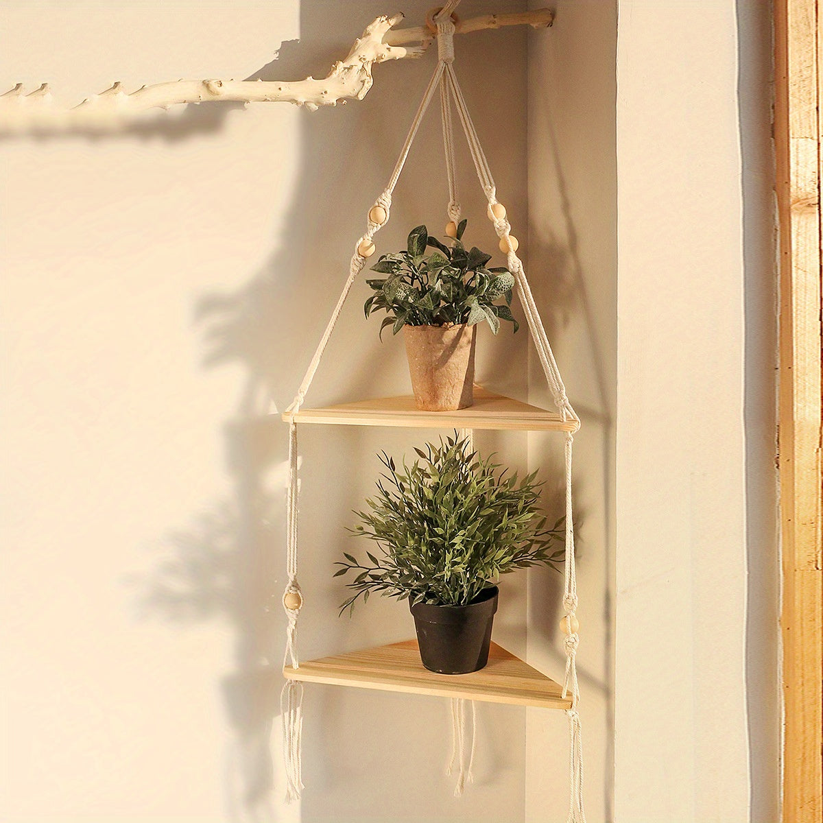 Add a Touch of Nature to Your Home with Macrame Floating Shelves - Perfect for Bedroom, Living Room, Housewarming Gifts & More!