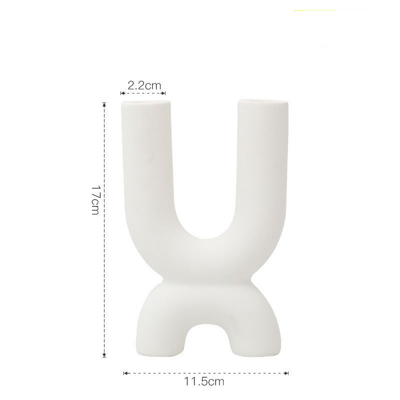 Nordic White Ceramic Candlestick Household Desktop Saor Style