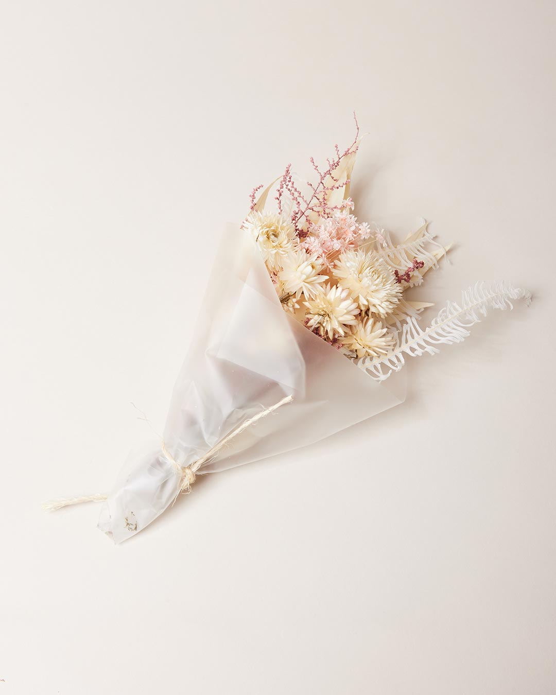 Crafted floral arrangement from dried flowers - in blush