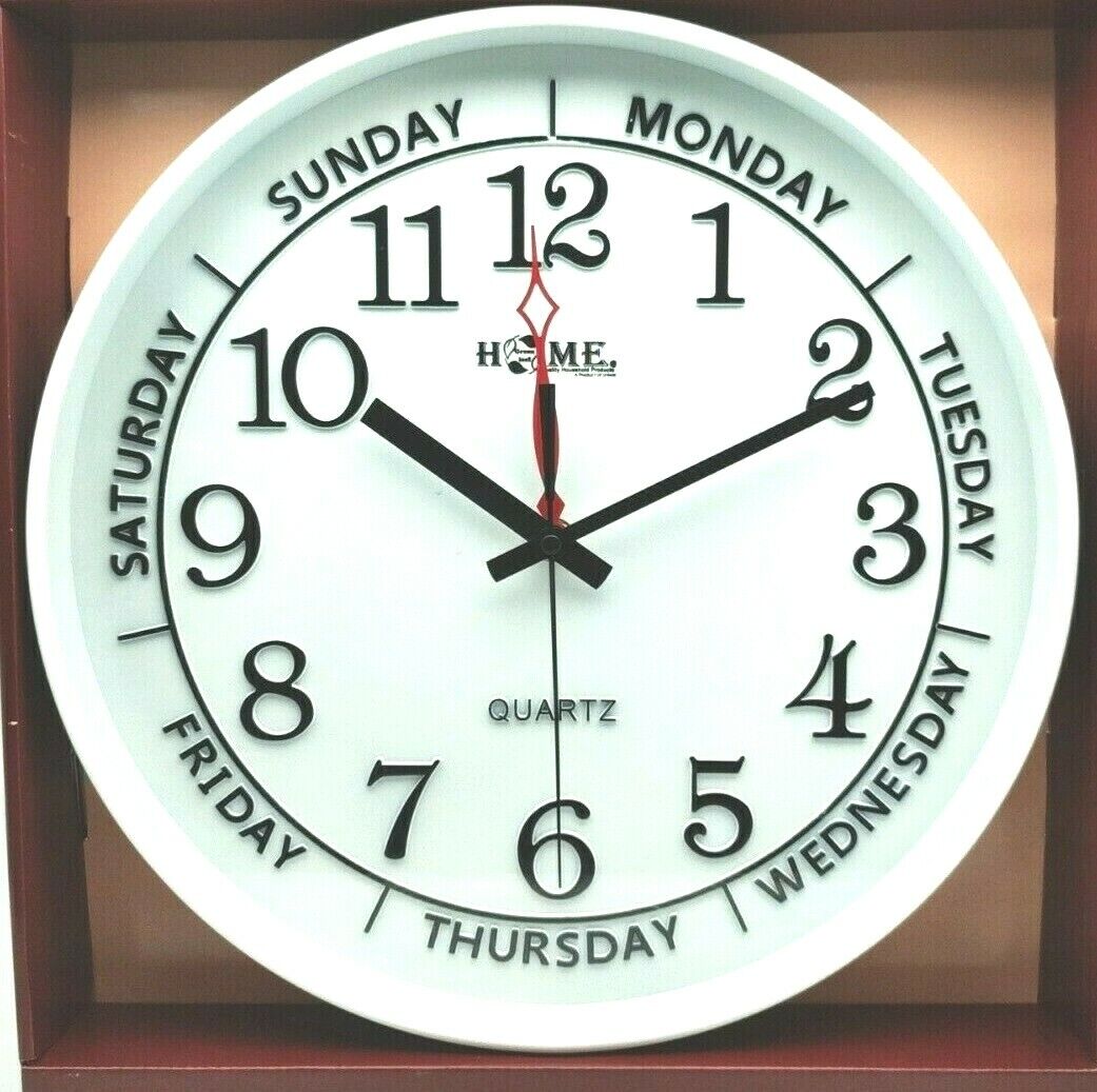 Round Wall Clock, Silent Non Ticking Quartz Battery Easy to Read 13.8 Inch