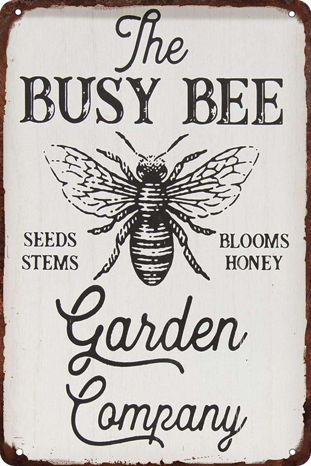 The Busy Bee Garden Blooms Honey Metal Tin Sign Vintage Retro Sign, 8x12 Inch