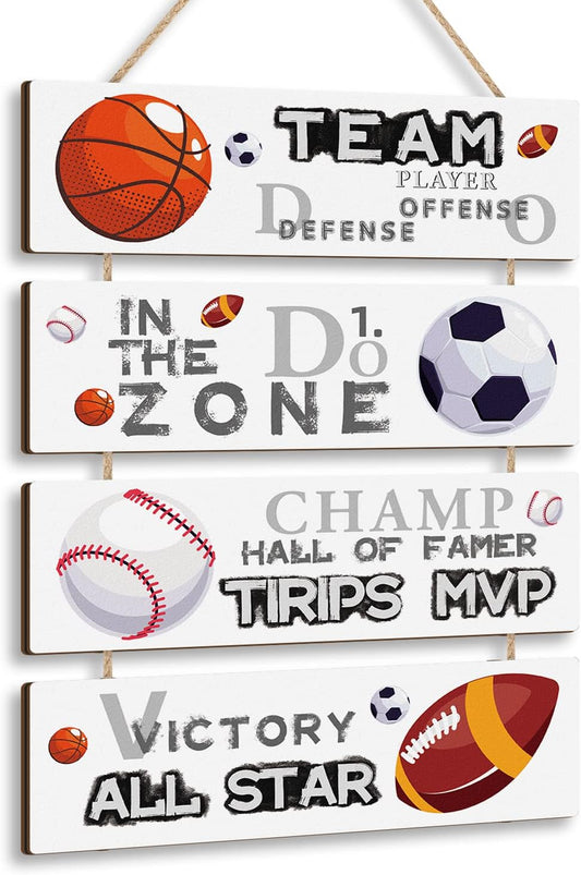 Sport Themed Wall Decor, Football Wood Sign (3.5"x12")