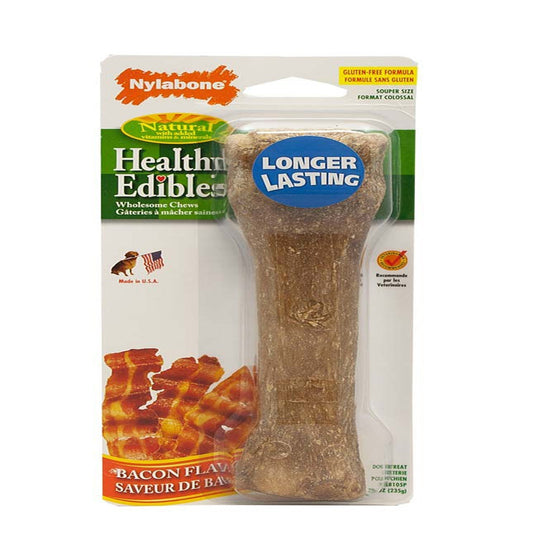 Nylabone Healthy Edibles All-Natural Long Lasting Bacon Flavor Chew Treats 1 Count 1ea/Souper - 50+ lb
