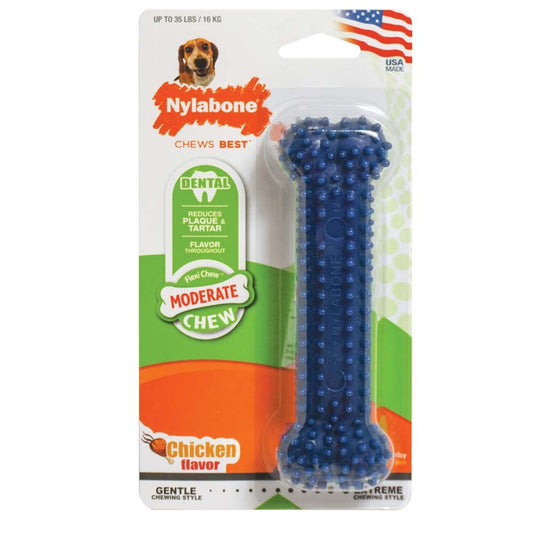 Nylabone Moderate Chew FlexiChew Dental Chew Toy Chicken 1ea/Medium - Up To 35 lb