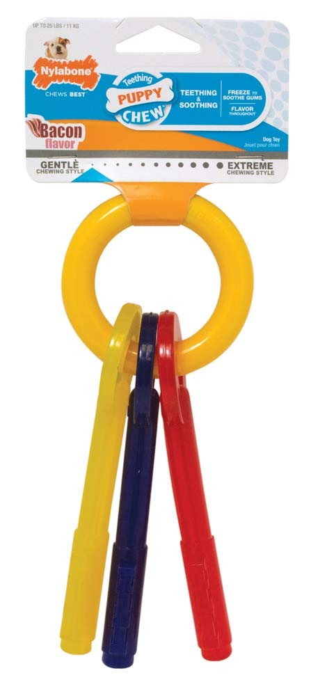 Nylabone Just for Puppies Teething Chew Toy Keys Chew Toy Keys Bacon 1ea/SMall - Up To 25 lb