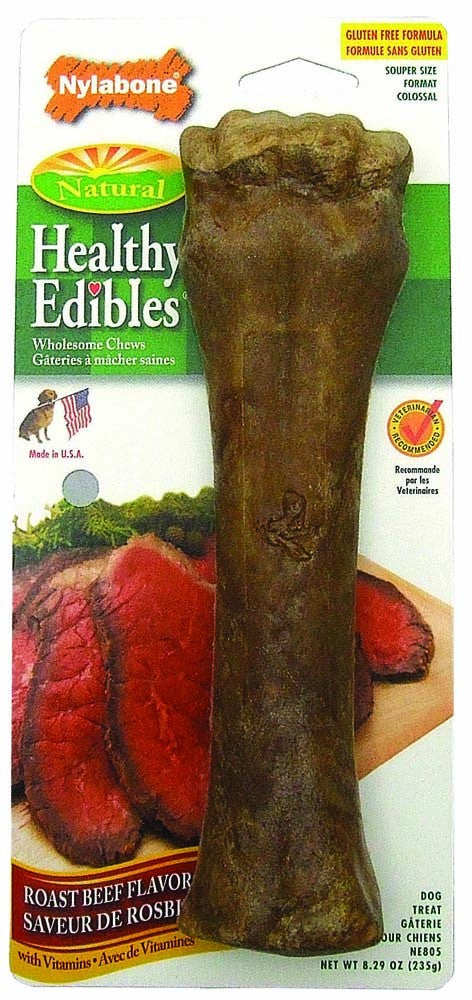 Nylabone Healthy Edibles All-Natural Long Lasting Roast Beef Flavor Chew Treats 1 Count 1ea/Souper - 50+ lb