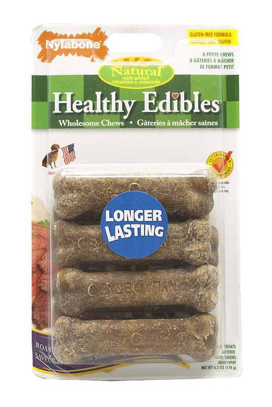 Nylabone Healthy Edibles All-Natural Long Lasting Roast Beef and Chicken Flavor Chew Treats Roast Beef & Chicken 1ea/XS - Up To 15 lb, 8 ct