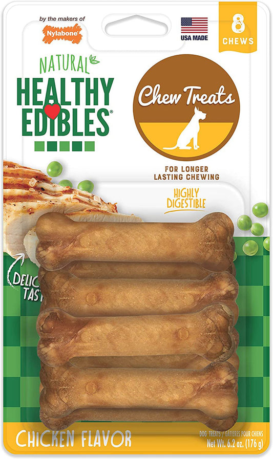 Nylabone Healthy Edibles All-Natural Long Lasting Chicken Flavor Dog Chew Treats Chicken 1ea/XS - Up To 15 lb, 8 ct