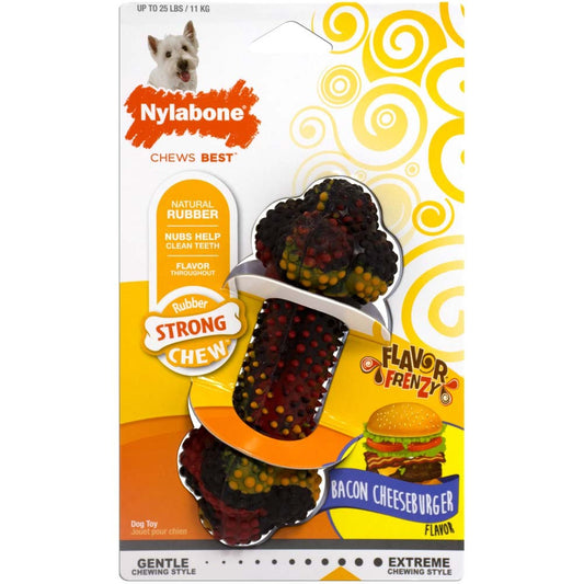 Nylabone Flavor Frenzy Strong Chew Toy Dog Toy Bacon & Cheeseburger 1ea/SMall - Up To 25 lb
