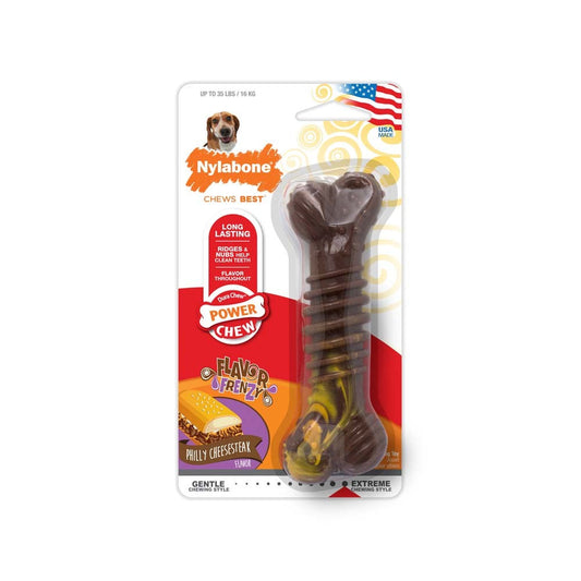 Nylabone Flavor Frenzy Power Chew Dog Toy Philly Cheesesteak 1ea/Medium - Up To 35 lb