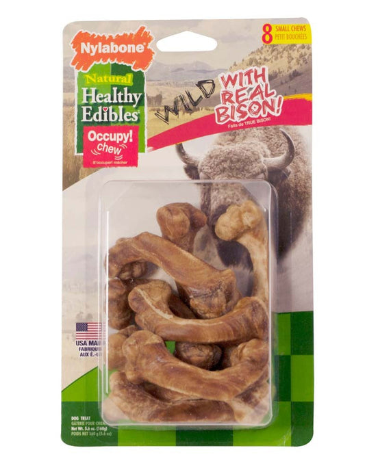 Nylabone Healthy Edibles WILD Natural Long Lasting Bison Flavor Dog Chew Treats Bison 1ea/SMall - Up To 25 lb, 8 ct