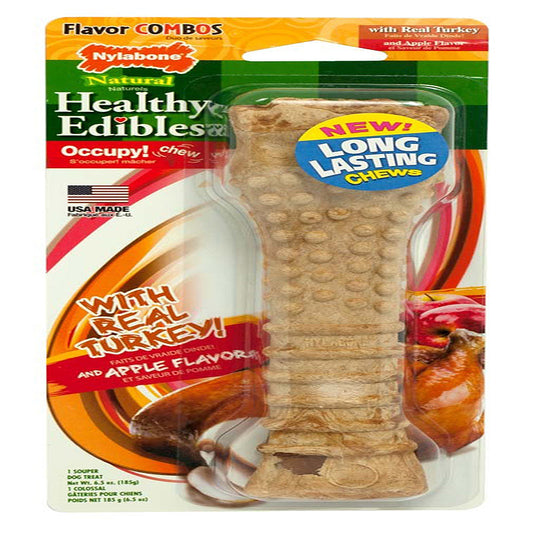 Nylabone Healthy Edibles All-Natural Long Lasting Turkey & Apple Dog Chew Treats Turkey & Apple 1ea/XL - 50+ lb