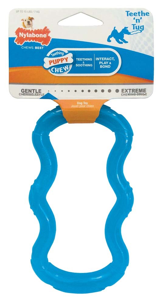 Nylabone Puppy Teethe n' Tug Toy Tug Blue 1ea/XS - Up To 15 lb