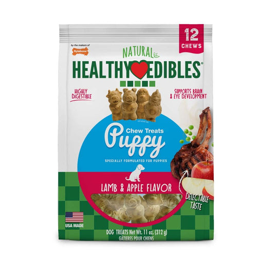 Nylabone Healthy Edibles Puppy Natural Long Lasting Dog Chew Treats Lamb & Apple 1ea/SMall - Up To 25 lb, 12 ct