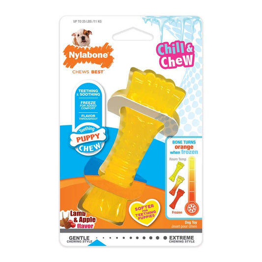 Nylabone Puppy Chew Freezer Dog Toy Chill and Chew Bone Lamb & Apple 1ea/SMall - Up To 25 lb