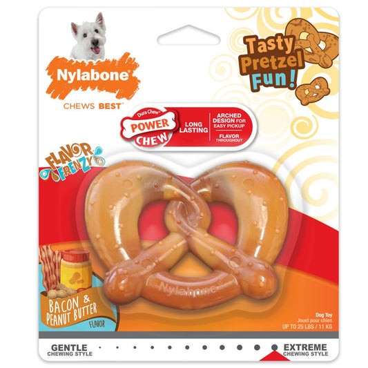Nylabone Power Chew Pretzel Dog Toy Bacon & Peanut Butter 1ea/SMall - Up To 25 lb