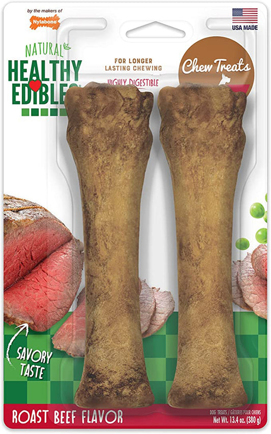 Nylabone Healthy Edibles Roast Beef Flavor Chew Treats for Dog Roast Beef 1ea/XL - 50+ lb, 2 ct