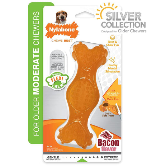 Nylabone Flexi Chew Fill & Treat Senior Dog Chew Toy Bacon Flavor 1ea/Medium Up To 35 lb