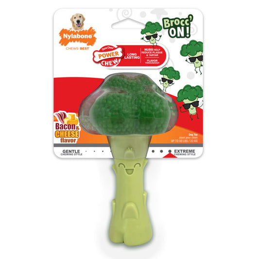 Nylabone Power Chew Broccoli Dog Toy Bacon Cheese 1ea/Large - Up To 50 lb
