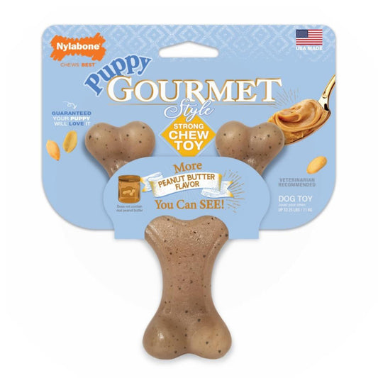 Nylabone Puppy Gourmet Style Strong Chew Toy Peanut Butter 1ea/SMall - Up To 25 lb