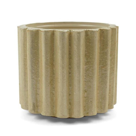 Flower Pot Large Corrugated Capiz Pulp Decor Kinta Beige