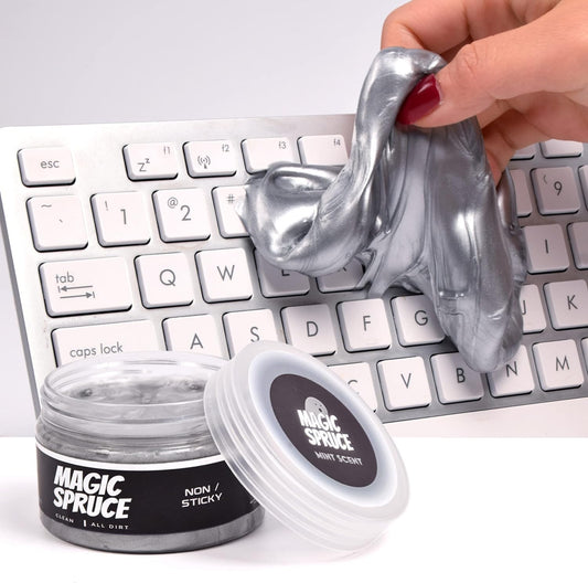 Car Cleaning Gel Kit with Non Sticky Luxury Silver Car Cleaning Gel Putty Reusable Universal Detailing Kit