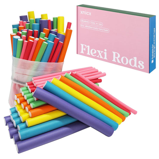47pcs 7'' Hair Curlers Rollers Flexi Rods Flexible Curling Rods Set No Heat Heatless Bendy Foam Hair Curls