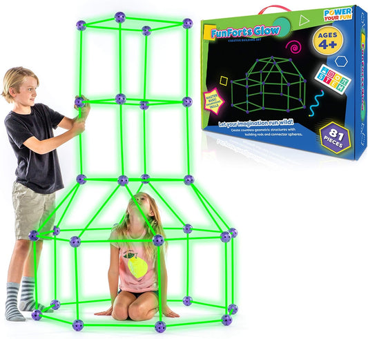 81 Pack Glow in The Dark STEM Building Toys Indoor Outdoor Play Tent for Kids