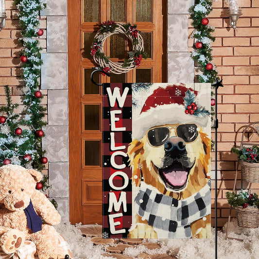 Christmas Golden Retriever Dog Garden Flag, 12.5 x 18 In