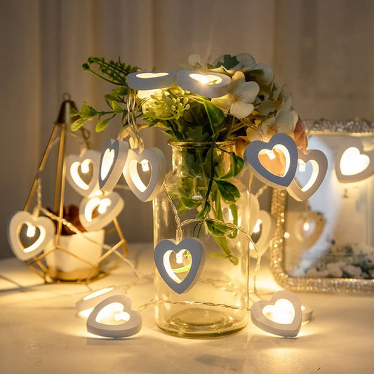 Wooden Heart Shaped Decorative LED String Light