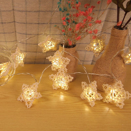 Woven Wooden Star LED String Light