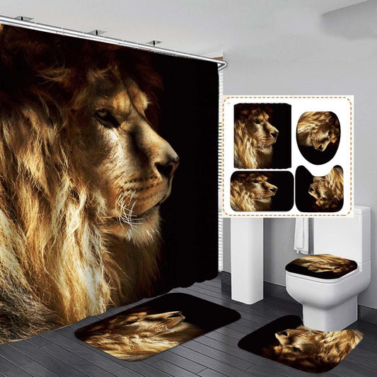 "King Of Jungle" Waterproof Polyester Shower Curtain
