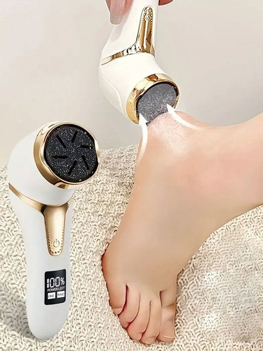 Electric Callus Remover For Feet (with Dander Vacuum Cleaner), Rechargeable Foot Callus Remover Pedicure Tools Foot File, Professional Foot Care Kit Dead skin Remover With 3Heads&2Speed,LCD Display Foot Massager