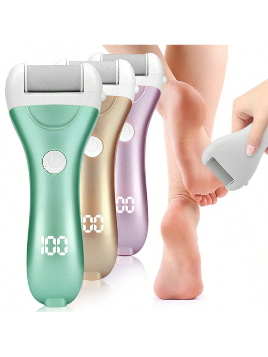 1pc Usb Rechargeable Electric Foot Grinder With Automatic Digital Display, 1200mah Battery Capacity, 3 Grinding Heads And High-speed 1500rpm Motor For Callus, Dead Skin And Corn Removal