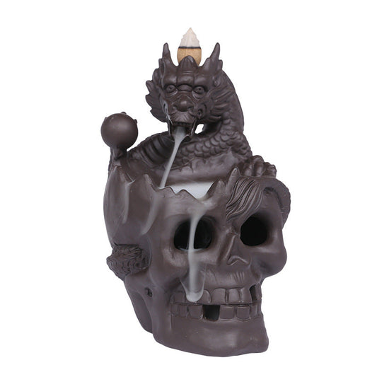 Skull Head Backflow Incense Burner Halloween Decoration