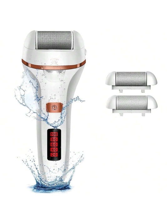 1pc Electric Callus Remover, Rechargeable Foot File Hard Skin Remover Pedicure Tools For Feet Electronic Callus Shaver Waterproof Pedicure Kit For Cracked Heels And Dead Skin With 2 Roller Heads