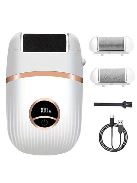 Cordless Electric Feet Callus Remover Electronic Foot File Pedicure Kits, Waterproof Foot Callus Remover Rechargeable Portable Pedicure Tools, 3 Rollers Foot Care Machine For Dead Skin