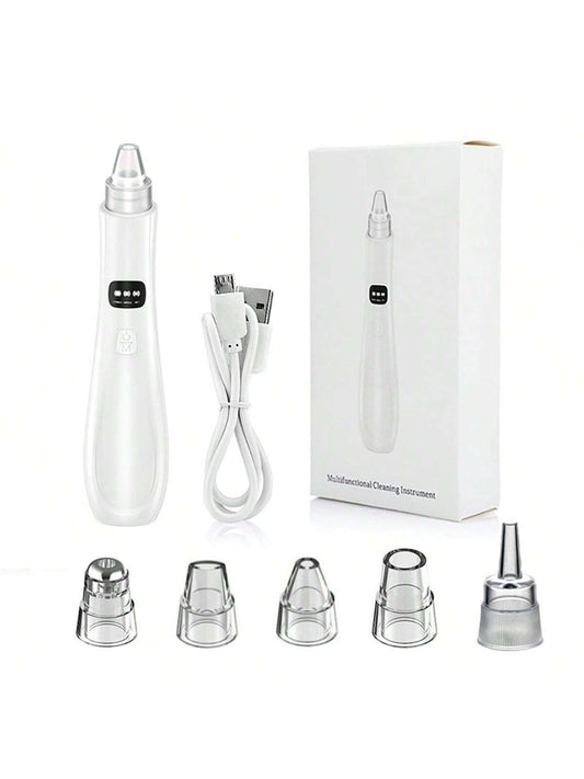 1set Rechargeable Electric Blackhead Remover Pore Cleaner, Suction Tool With 5 Replaceable Heads For Home Use