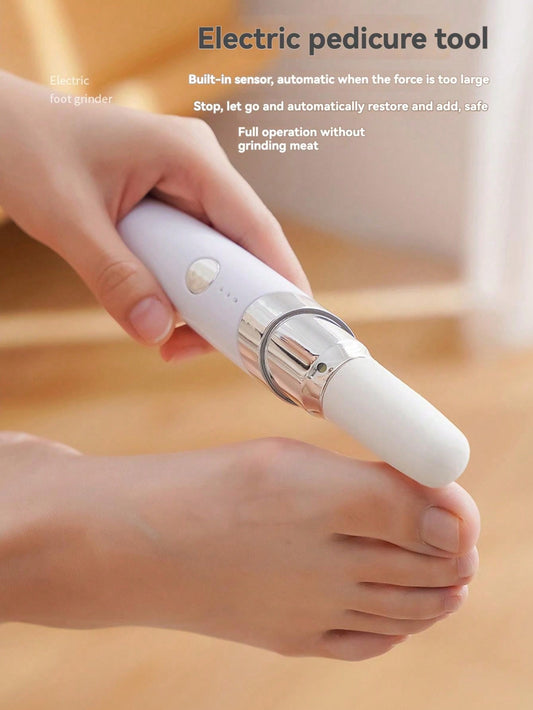 1 USB Rechargeable Portable Electric Foot Grinder With Strong Turning Force And 3-Speed Adjustment To Remove Dry Dead Skin And Thick Calluses On The Legs And Feet. The Foot Grinder Head Can Be Removed For Cleaning
