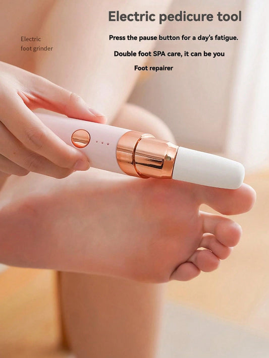 1 USB Rechargeable Portable Electric Foot Grinder With Strong Turning Force And 3-Speed Adjustment To Remove Dry Dead Skin And Thick Calluses On The Legs And Feet. The Foot Grinder Head Can Be Removed For Cleaning
