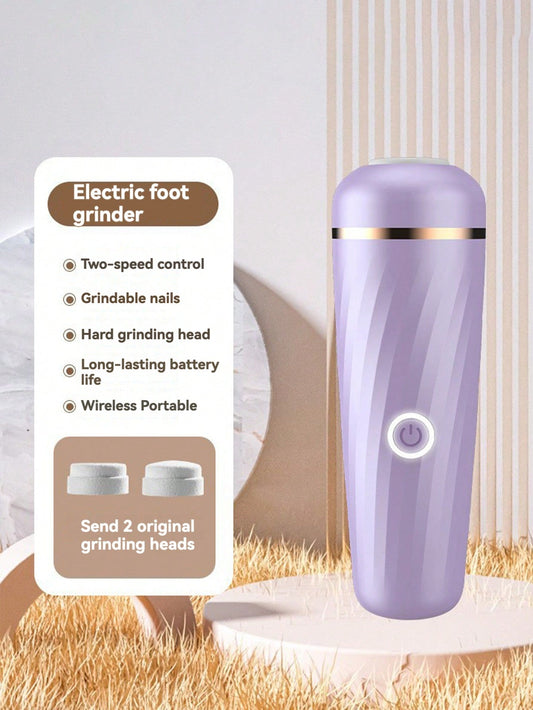1pc Type-C Charging Portable Electric Foot File With 2 Adjustable Speed Levels And 2 Grinding Heads For Dead Skin & Callus Removal, Foot Care Without Damaging Skin